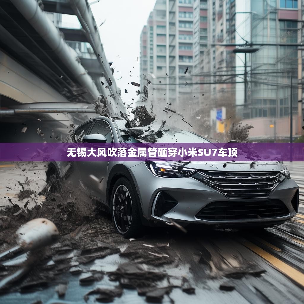 无锡大风吹落金属管砸车事件现场