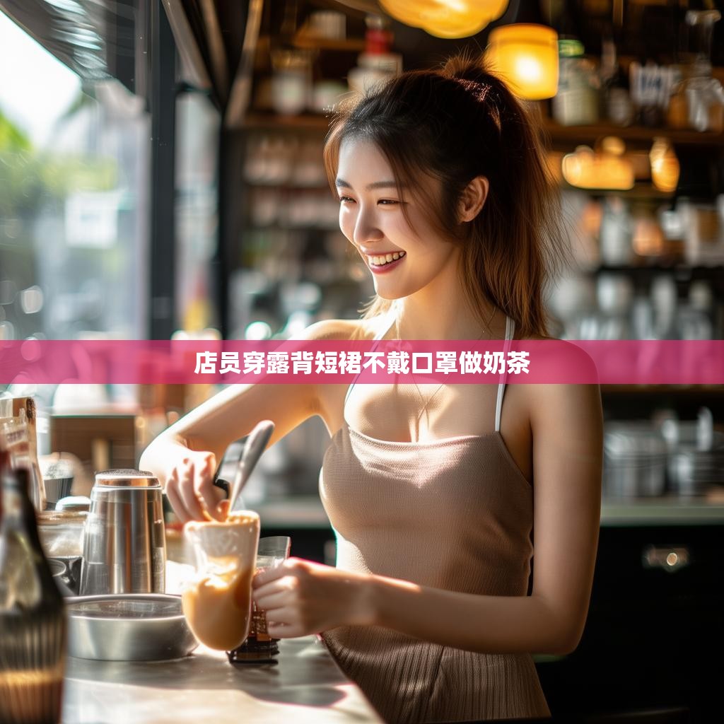 店员穿露背短裙不戴口罩做奶茶