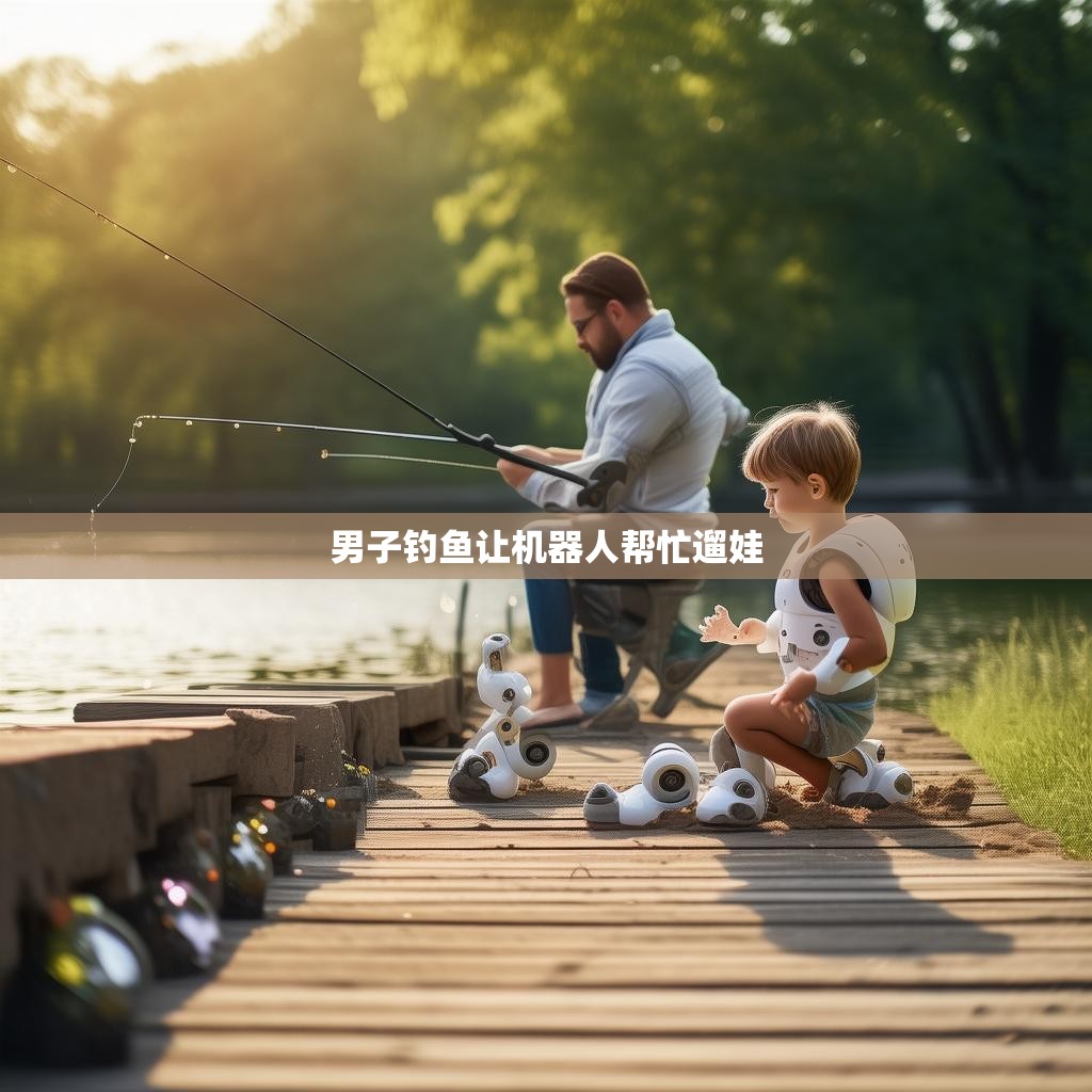 男子钓鱼让机器人帮忙遛娃
