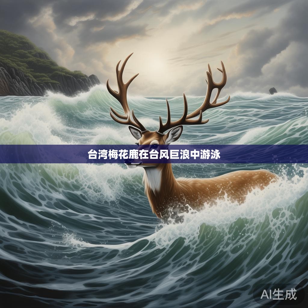 生命的力量 台湾梅花鹿在台风中顽强游泳