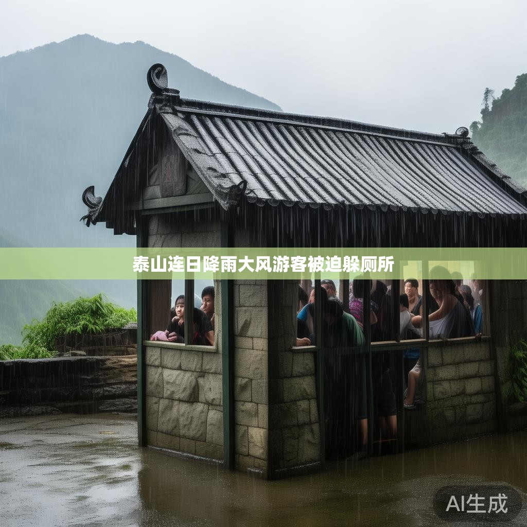 泰山连日降雨大风游客被迫躲厕所