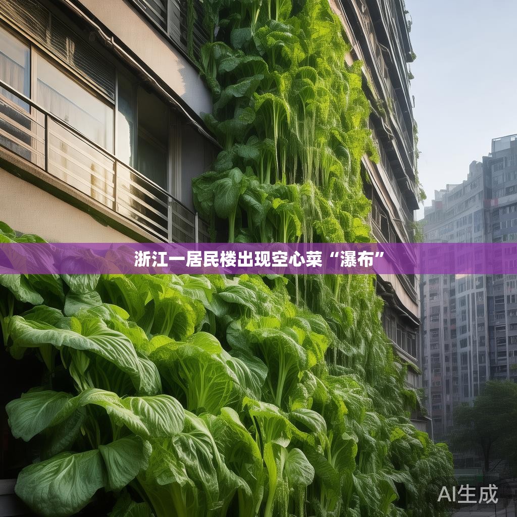 浙江一居民楼出现空心菜“瀑布” 浙江一居民楼出现空心菜“瀑布”